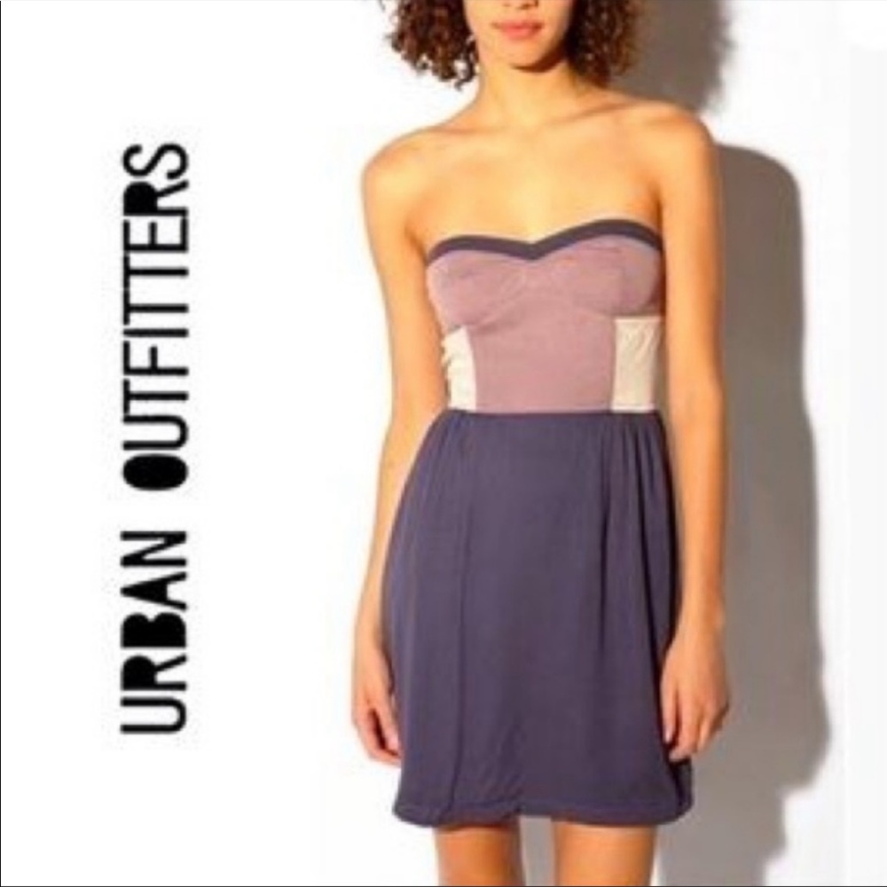 UO Sparkle & Fade Colorblock Strapless Dress